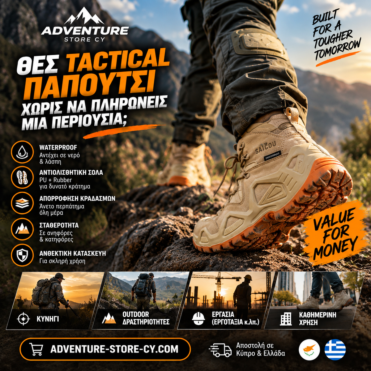 Tactical SAICOU® Boot – Non-slip, Waterproof, PU+Rubber Sole