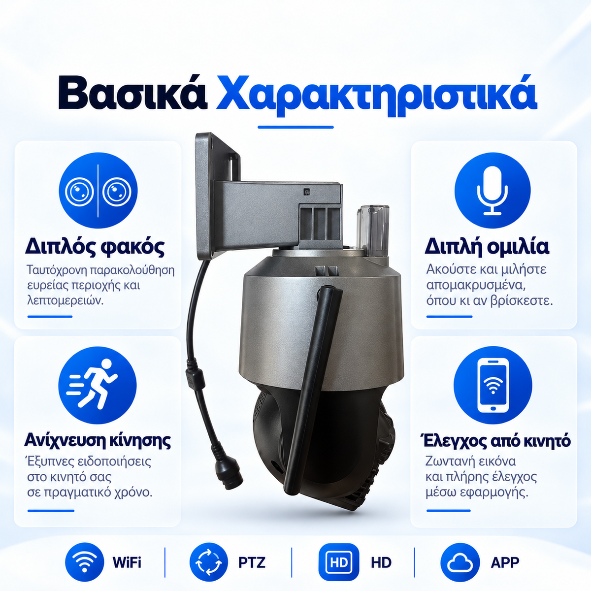 WiFi PTZ Κάμερα Ασφαλείας Διπλού Φακού 1080P – 355° • IP66
