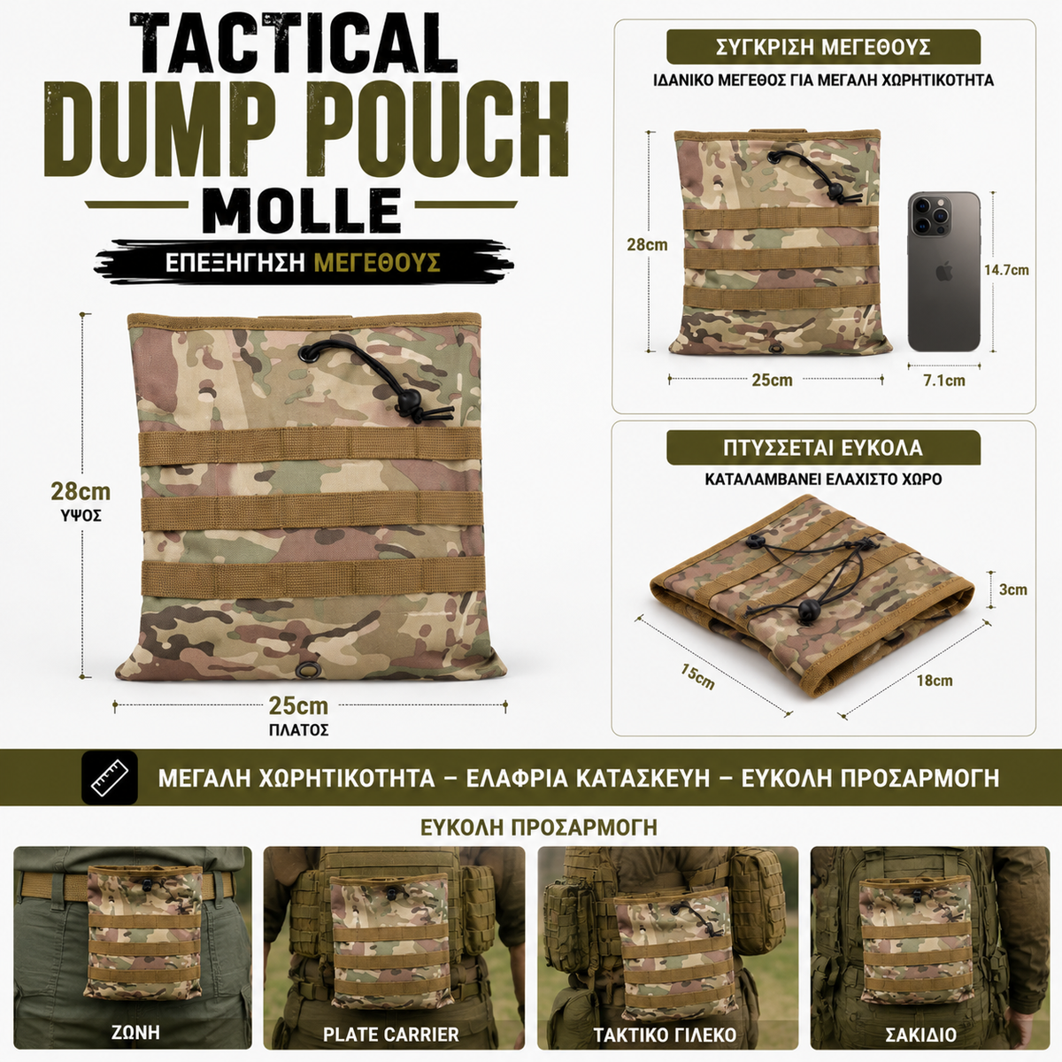 Tactical Dump Pouch MOLLE – Θήκη Ανάκτησης Γεμιστήρων 600D Nylon