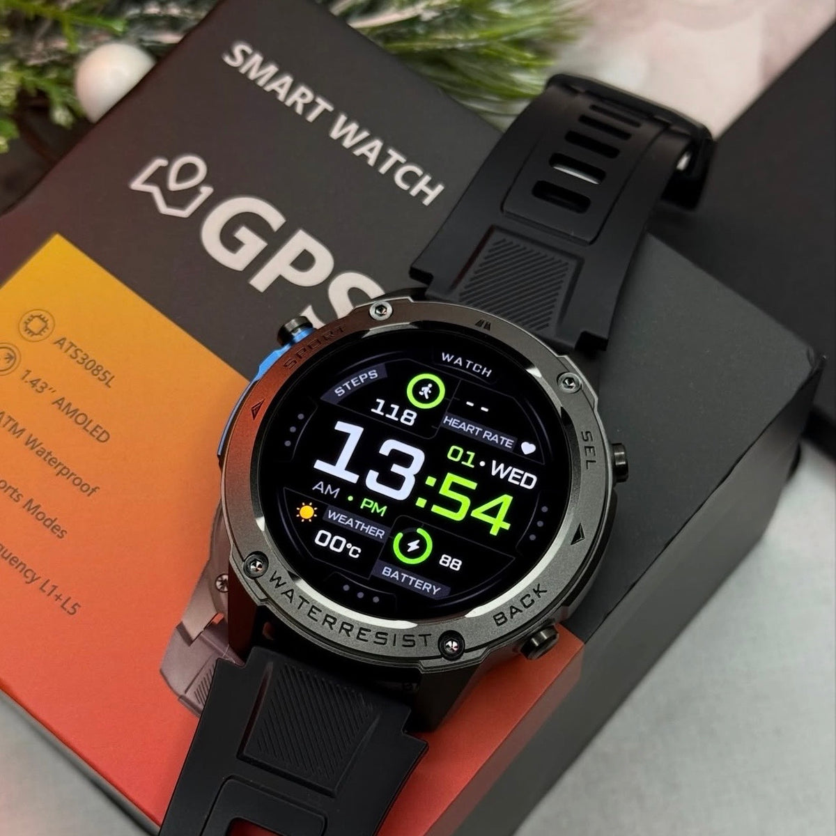Fenix Smartwatch GPS με κλήσεις , υγεία, Υποστήριξη Strava & AMOLED Οθόνη
