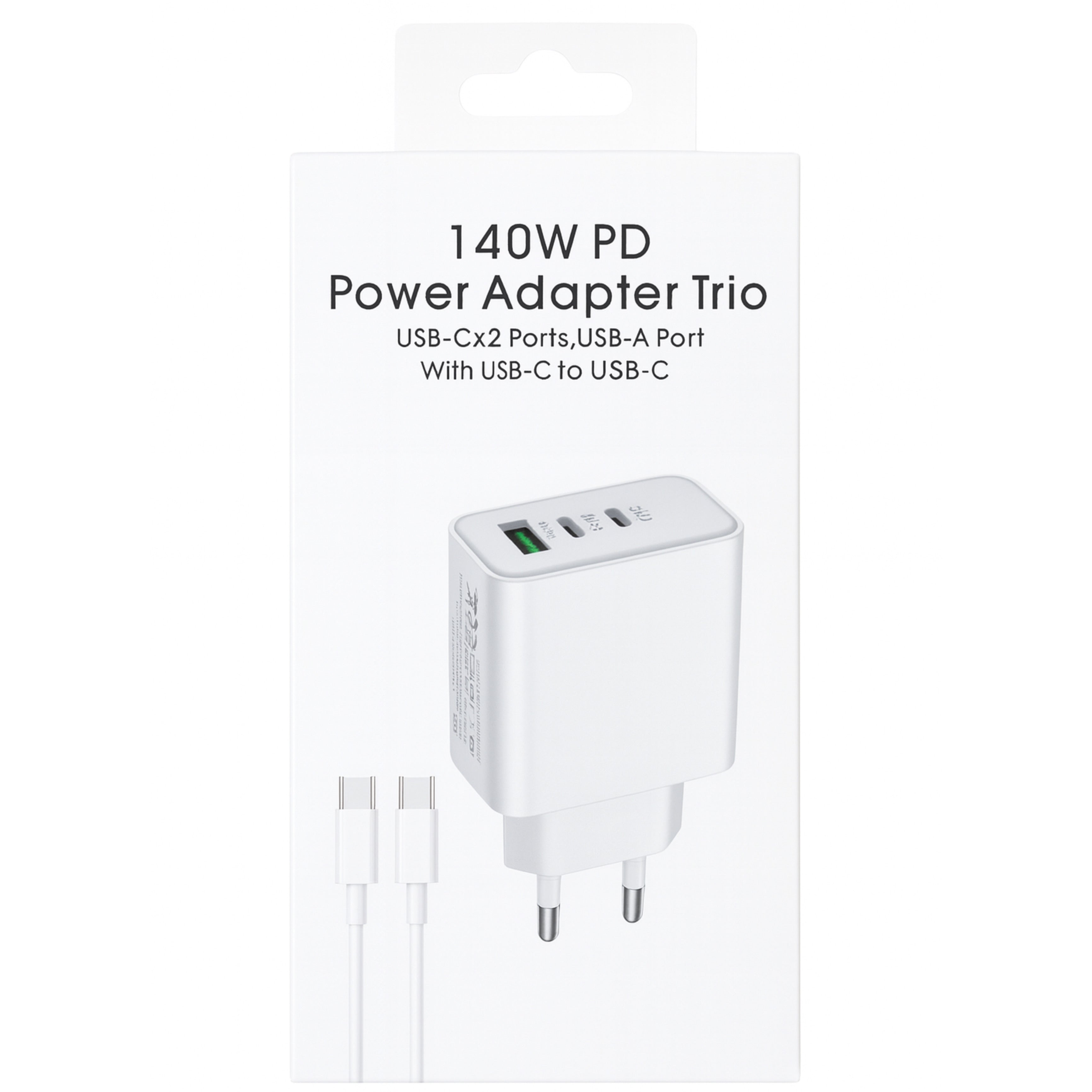 140W Trio Super Fast Charger με 2× USB-C & 1× USB-A
