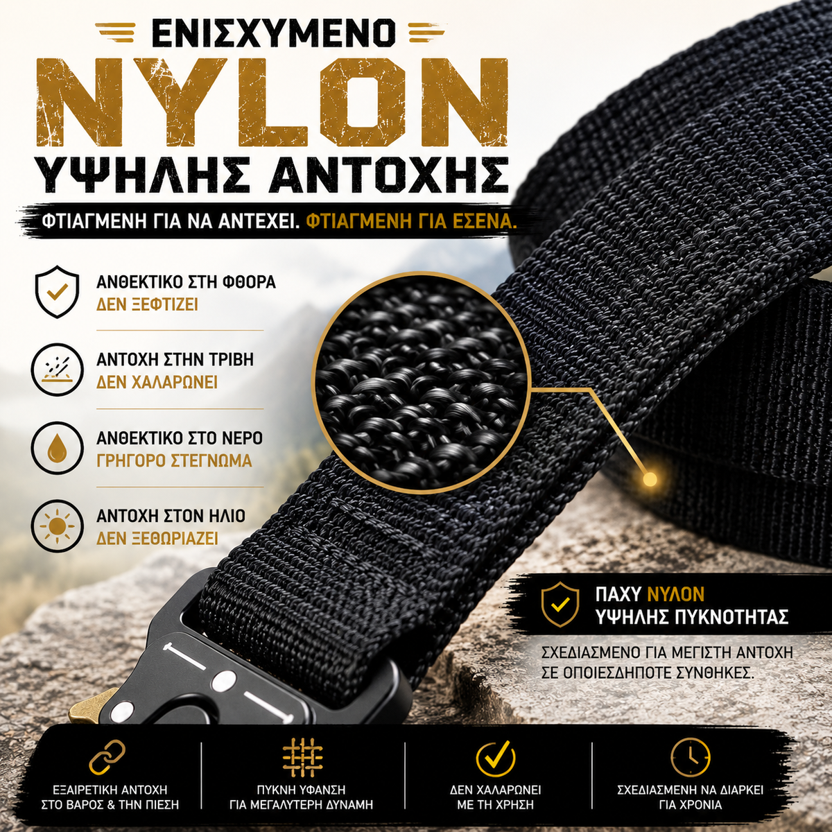 Tactical Cobra Ζώνη Μέσης – Ενισχυμένο Nylon με Μεταλλική Quick Release Πόρπη