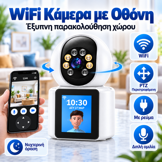 WiFi PTZ Κάμερα Εσωτερικού Χώρου με Οθόνη & Video Call – HD