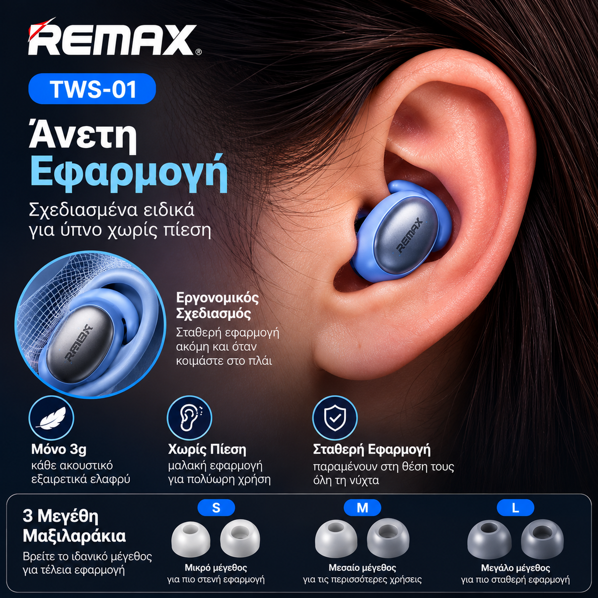 REMAX TWS-01 Ασύρματα Ακουστικά Bluetooth 5.4 με ENC