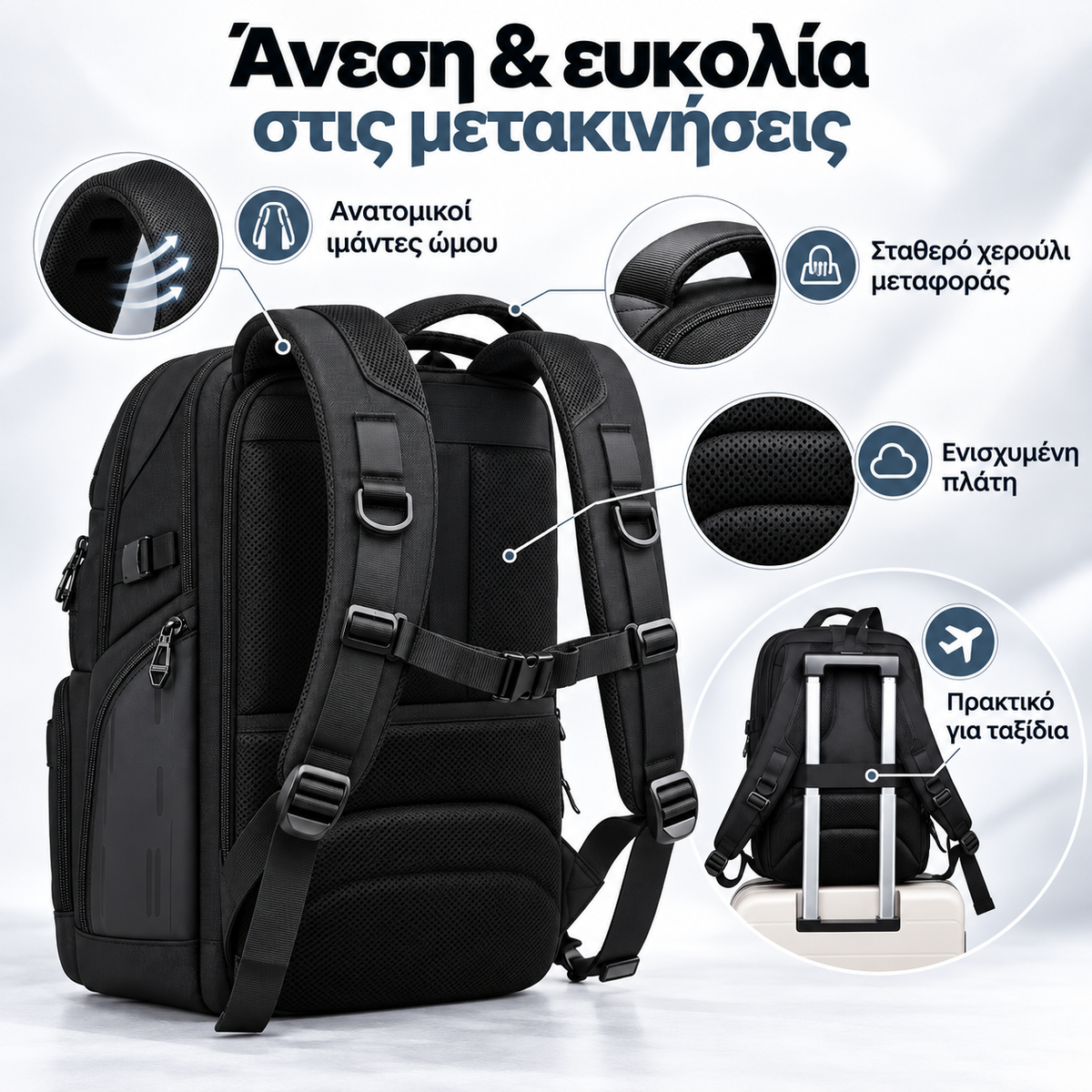 OZUKO Τσάντα Πλάτης Laptop 17.3" – 35L | Business & Travel