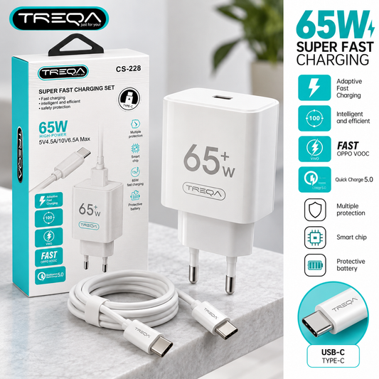 TREQA CS-228 – Φορτιστής USB-C 65W με Καλώδιο Type-C