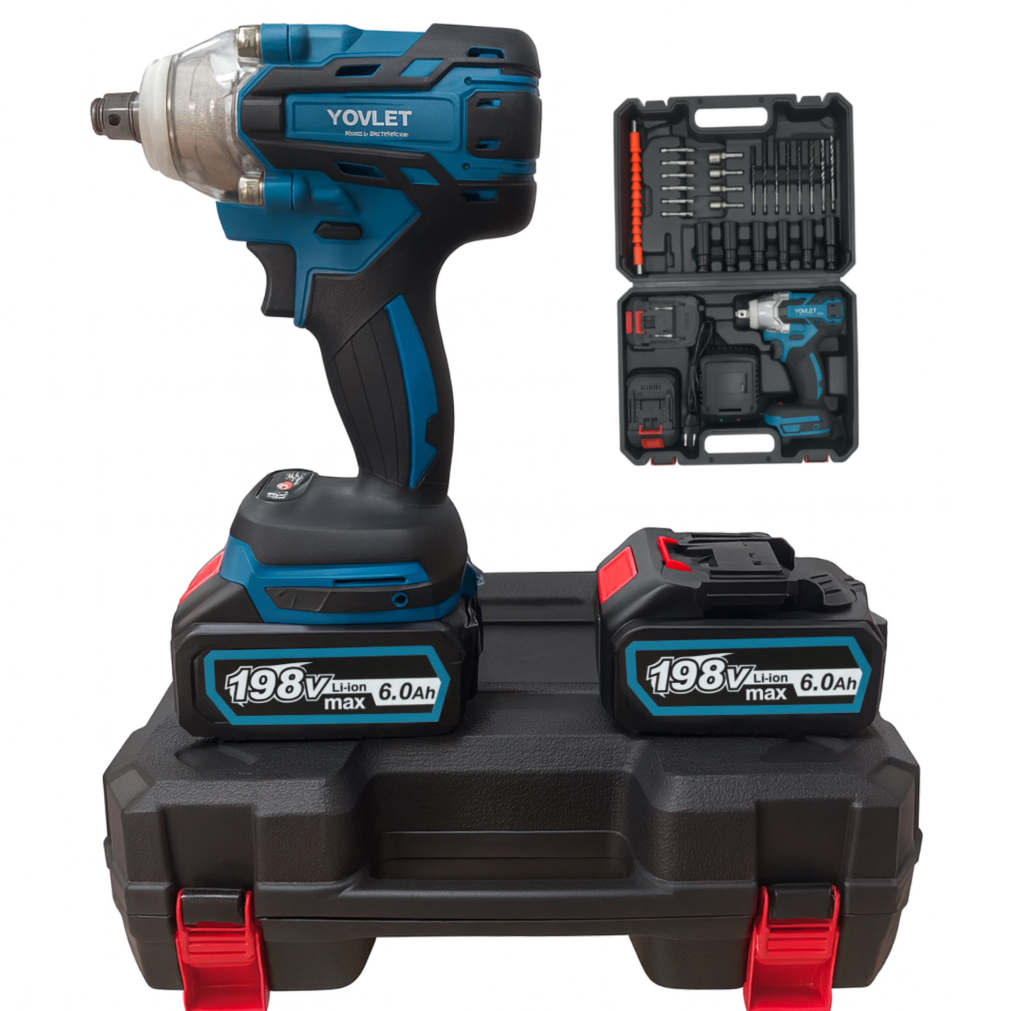Επαναφορτιζόμενο Impact Wrench 198V με Πλήρες Σετ Εξαρτημάτων