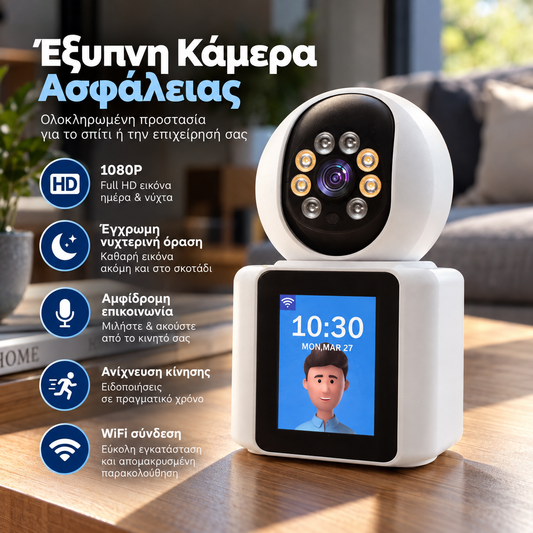 WiFi PTZ Κάμερα Εσωτερικού Χώρου με Οθόνη & Video Call – HD
