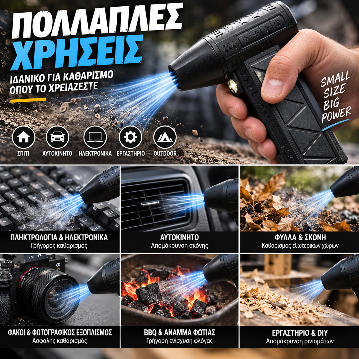 Mini Jet Fan 130.000 RPM – Επαναφορτιζόμενος Φυσητήρας Αέρα 5000mAh