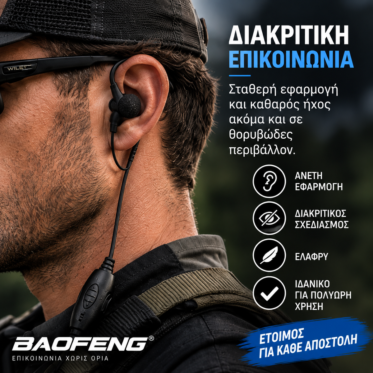 Baofeng Ακουστικό PTT με Μικρόφωνο – UV-9R Plus / BF-A58 / BF-9700