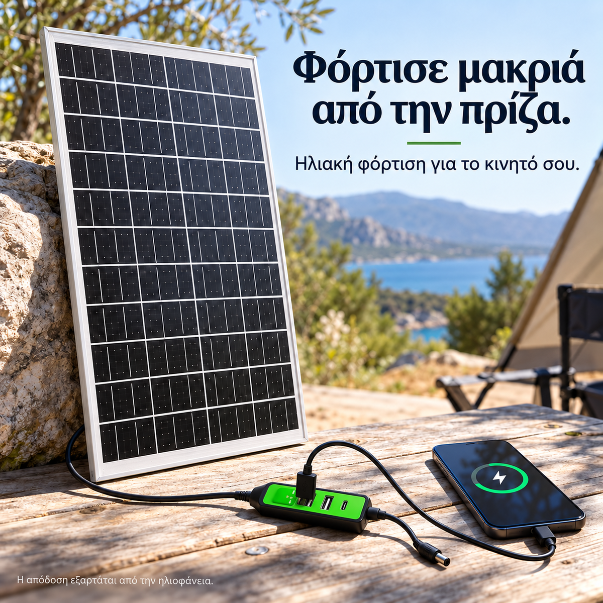 Ηλιακό Πάνελ Φόρτισης 35W με USB, Type-C & DC – Για Κινητά, Power Banks & Φορητές Συσκευές