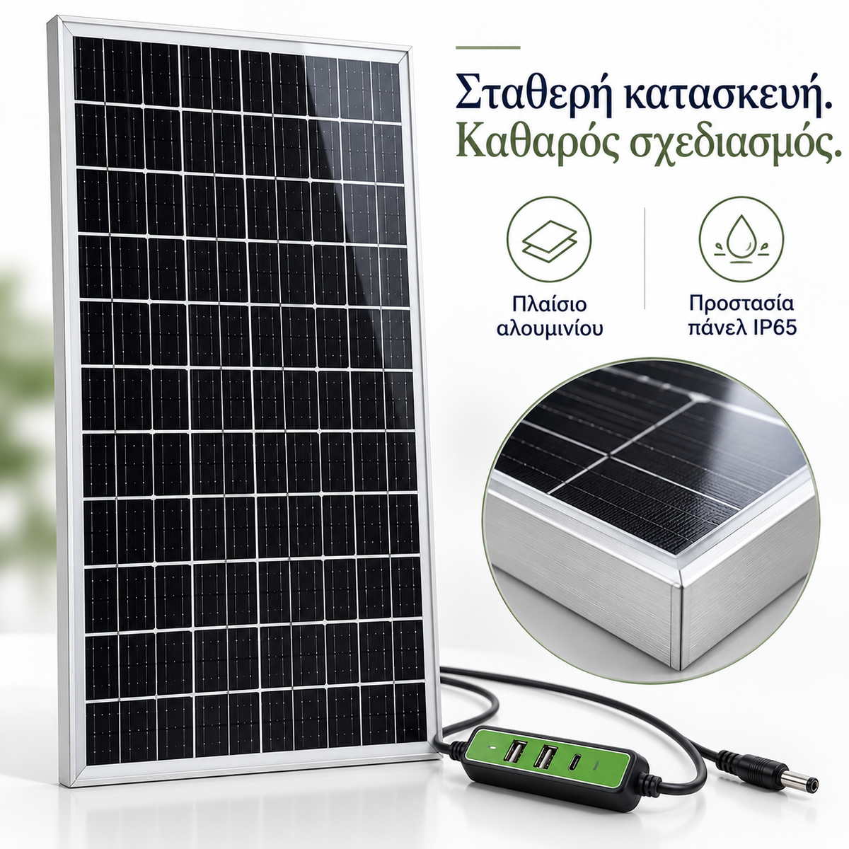 Ηλιακό Πάνελ Φόρτισης 35W με USB, Type-C & DC – Για Κινητά, Power Banks & Φορητές Συσκευές