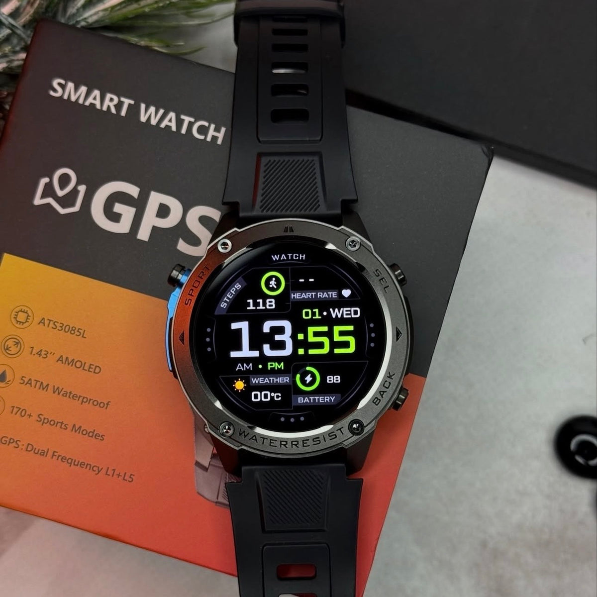 Fenix Smartwatch GPS με κλήσεις , υγεία, Υποστήριξη Strava & AMOLED Οθόνη