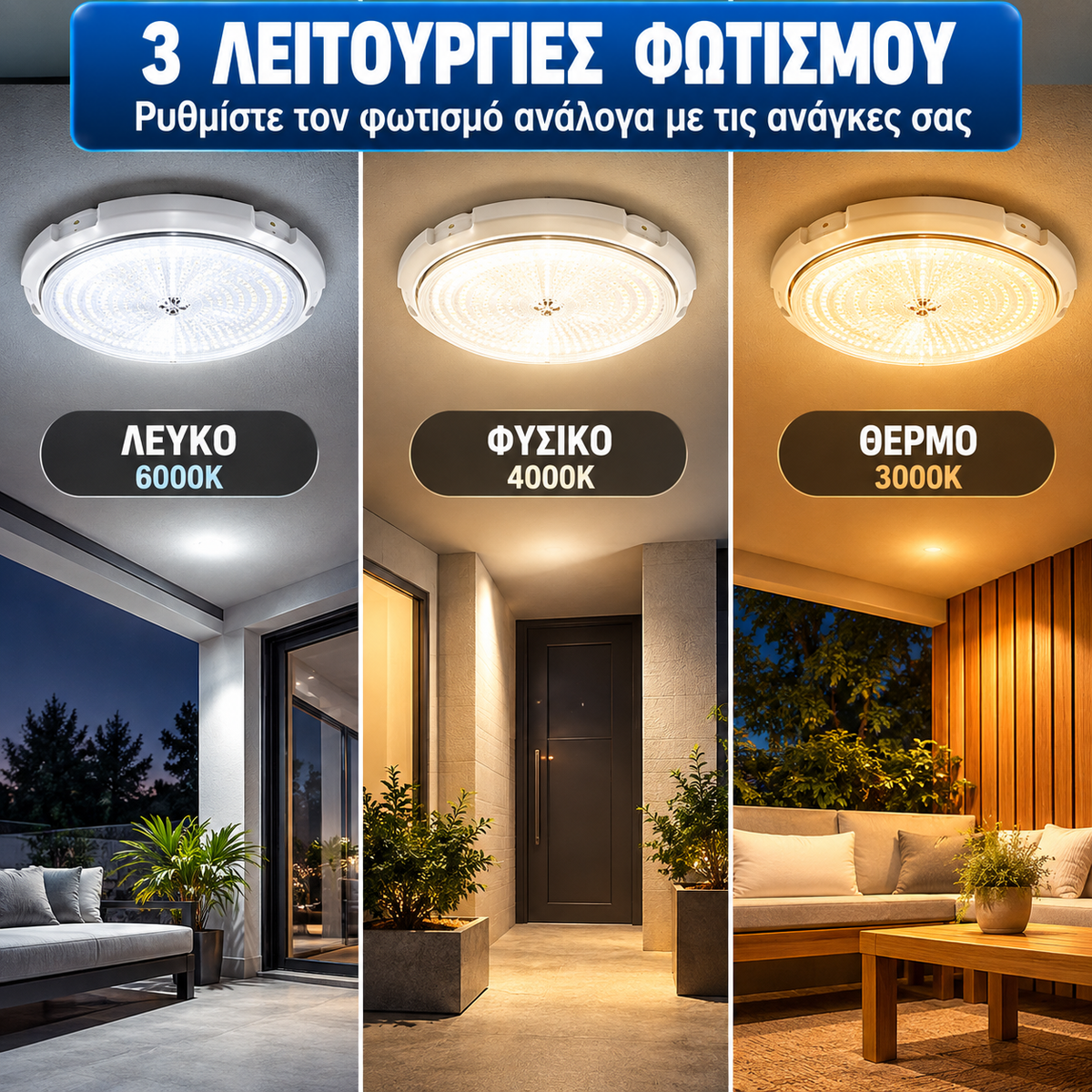 Ηλιακό Φωτιστικό Οροφής LED με Τηλεχειριστήριο & Ξεχωριστό Solar Panel