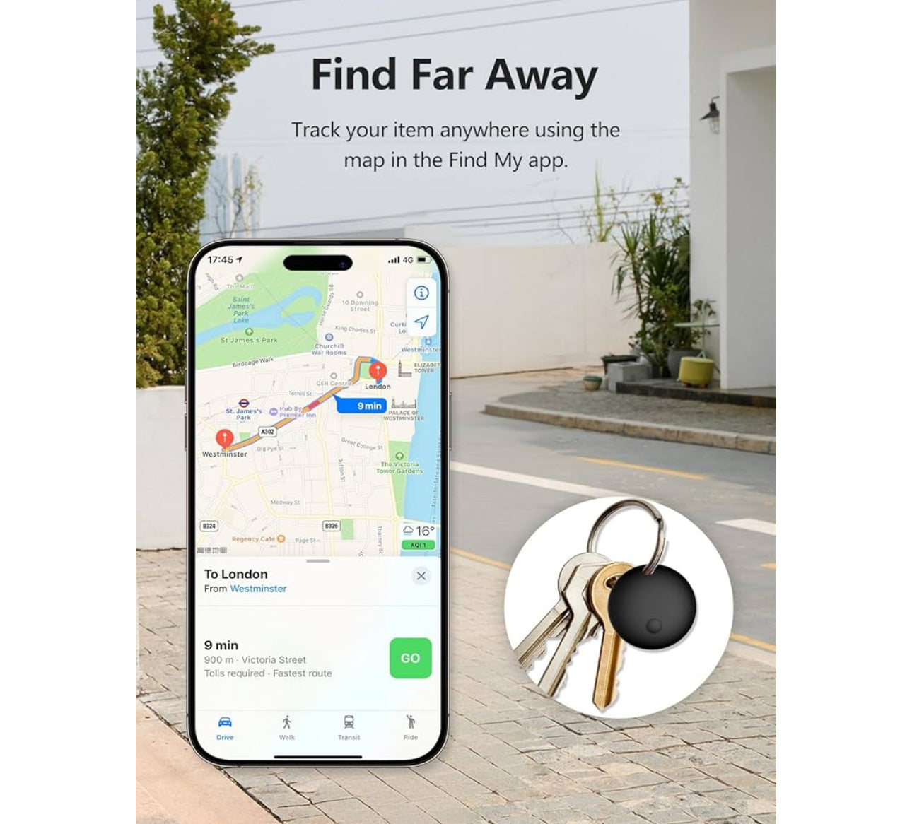 Σετ 4 Mini GPS Tracker με Keyrings – Για iPhone & Android