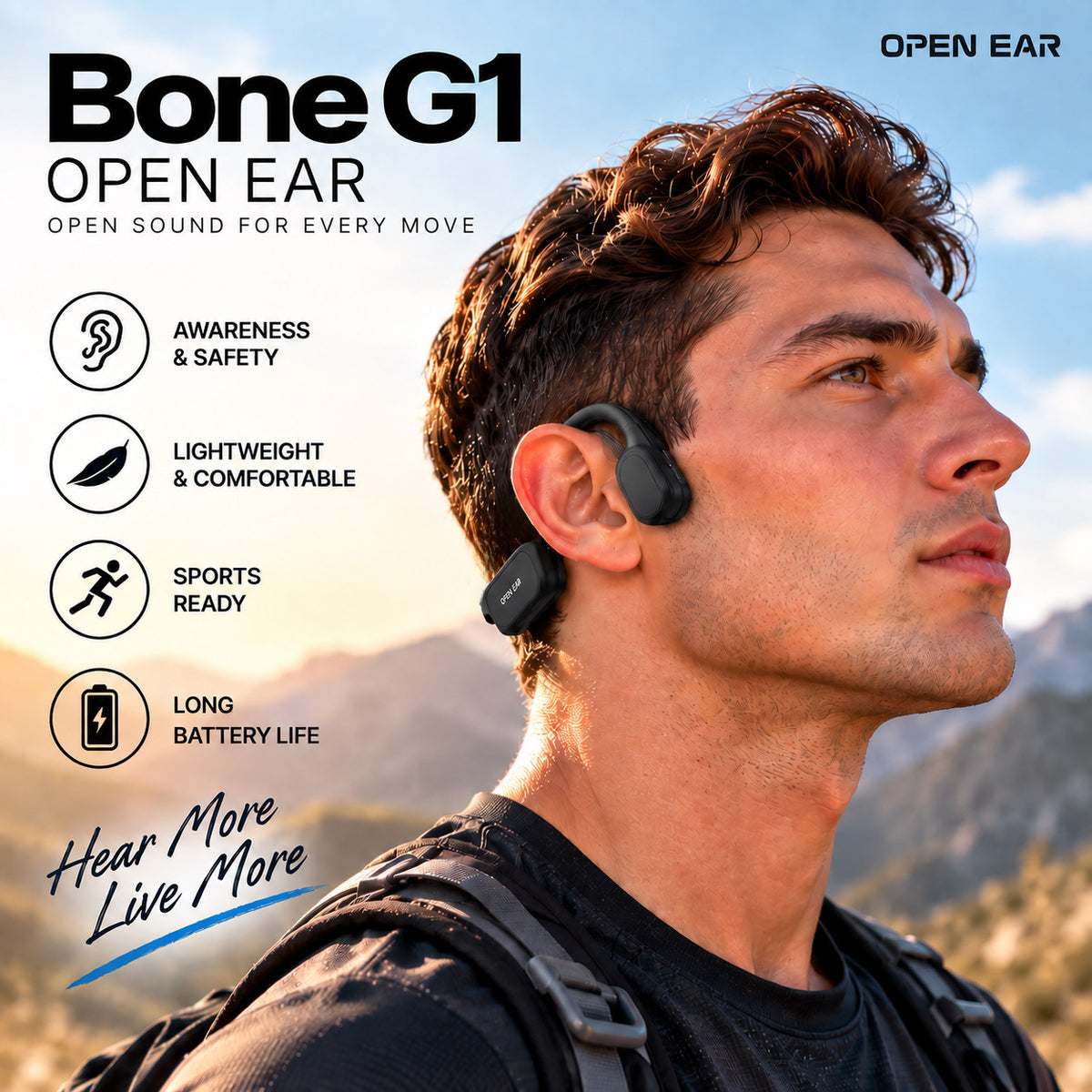 Bone G1 Open-Ear Ακουστικά Bluetooth – Αθλητικά & Αδιάβροχα IPX7