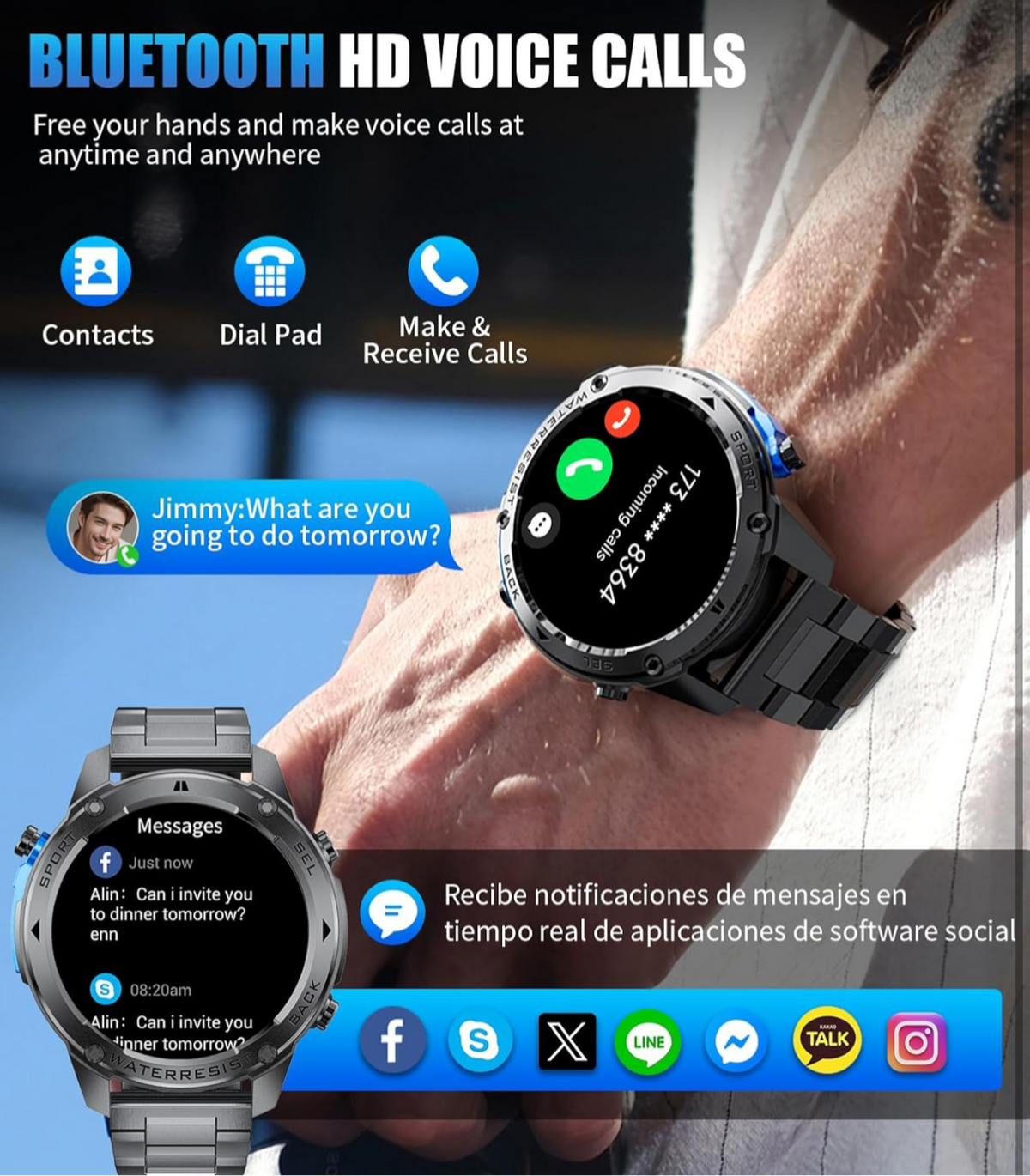 Fenix Smartwatch GPS με κλήσεις , υγεία, Υποστήριξη Strava & AMOLED Οθόνη
