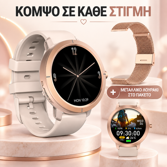 Smartwatch GPS με κλήσεις , υγεία, Υποστήριξη Strava & AMOLED Οθόνη