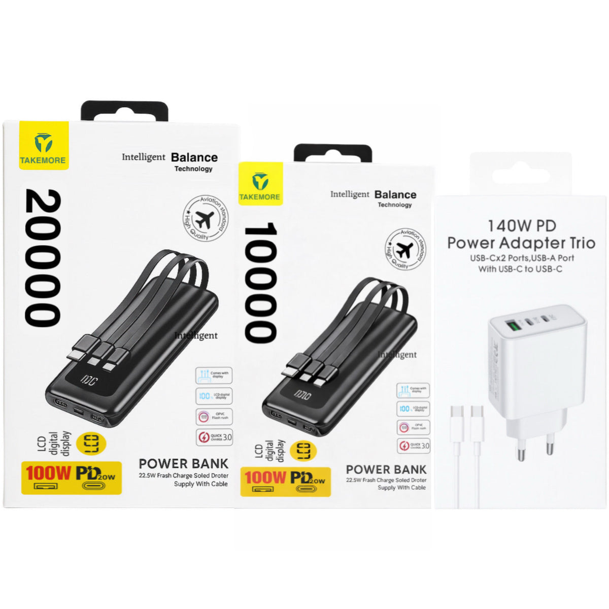 Powerbank 20,000mAh 100W + Free 140W Charger