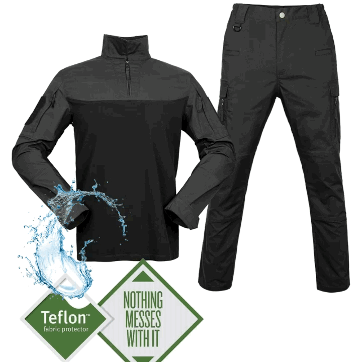 Teflon®️ suits 💧 water repellent - 🛢️oil resistant