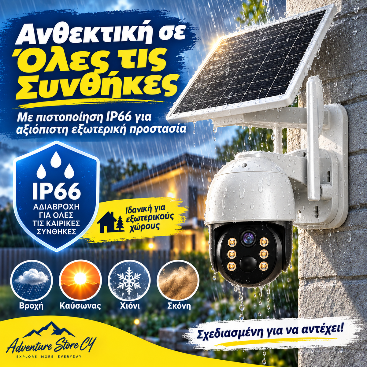 Ηλιακή Κάμερα Ασφαλείας 4G SIM PTZ – 1080P Full HD • IP66 • Χωρίς WiFi