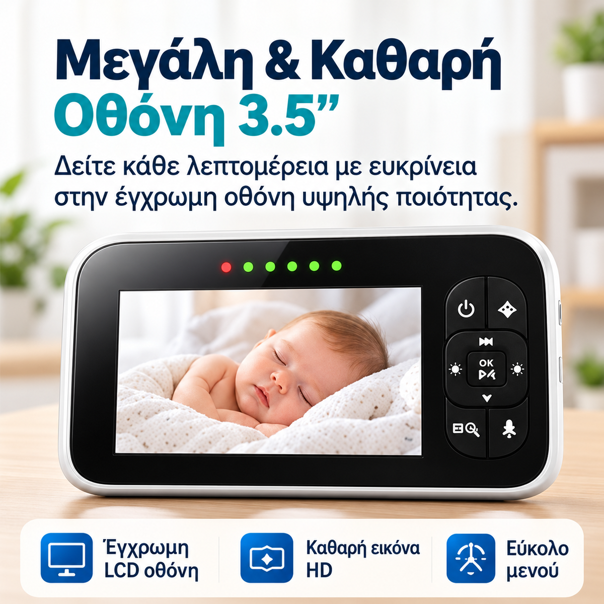 Baby Monitor 3.5” με Κάμερα PTZ, Νυχτερινή Όραση & Αμφίδρομη Επικοινωνία