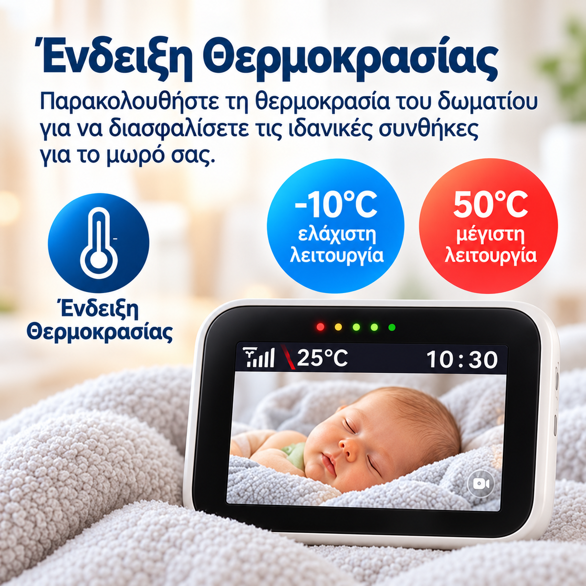 Baby Monitor 3.5” με Κάμερα PTZ, Νυχτερινή Όραση & Αμφίδρομη Επικοινωνία