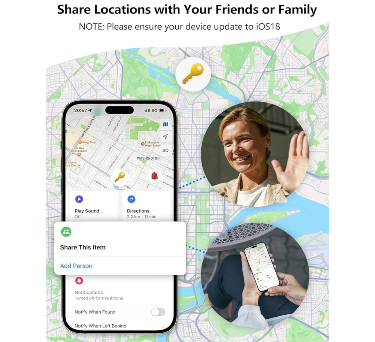 Σετ 4 Mini GPS Tracker με Keyrings – Για iPhone & Android