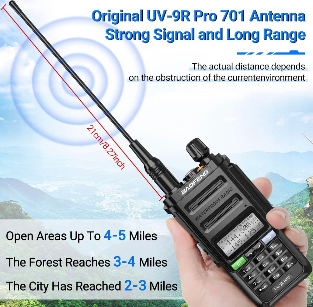 Set of 2 Wireless Walkie-Talkies up to 15km Professional Baofeng Waterproof IP68