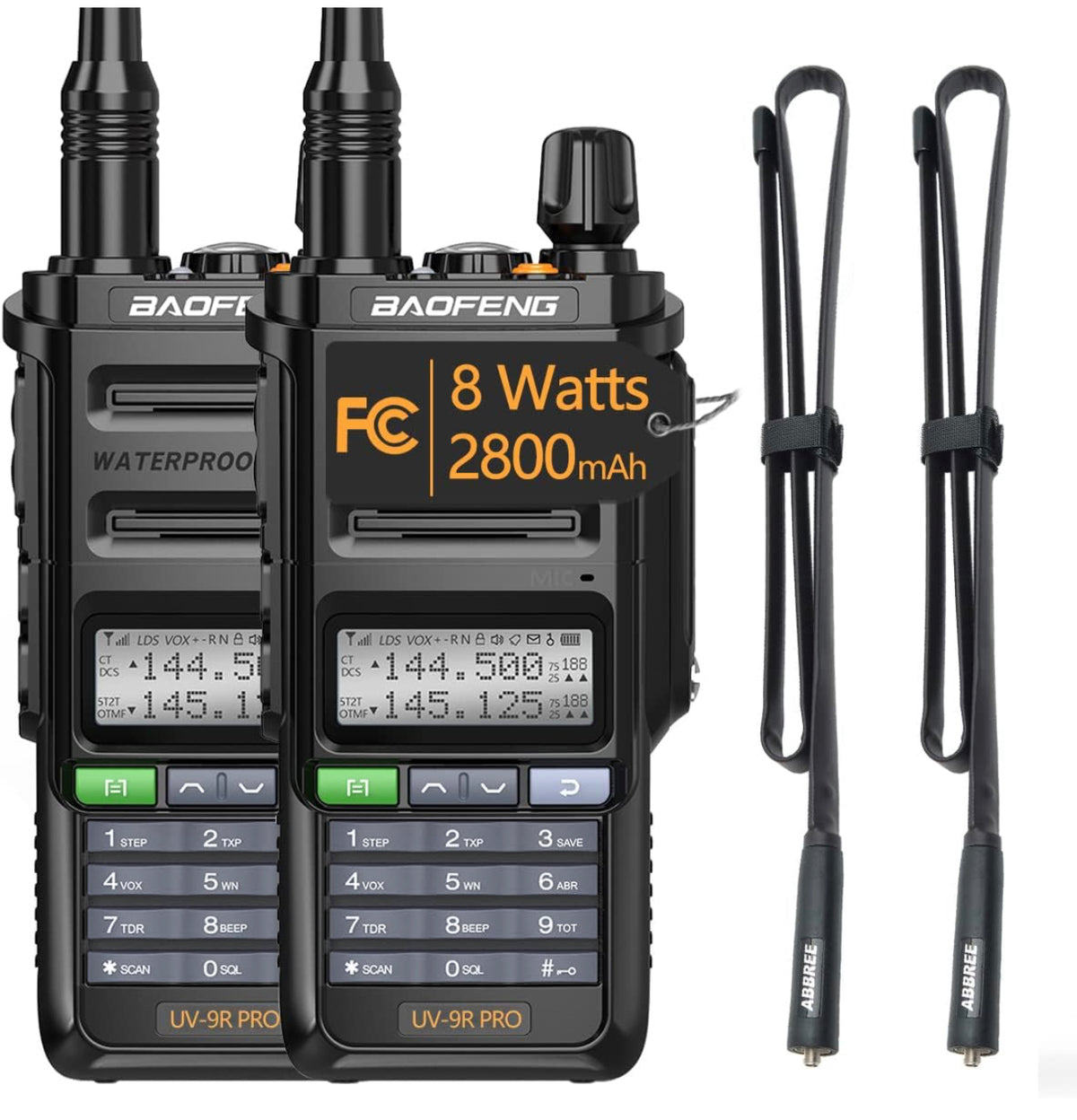 Set of 2 Wireless Walkie-Talkies up to 15km Professional Baofeng Waterproof IP68